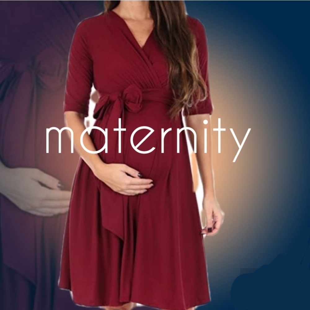 NWT Mother Bee Burgandy Maternity Midi Dress